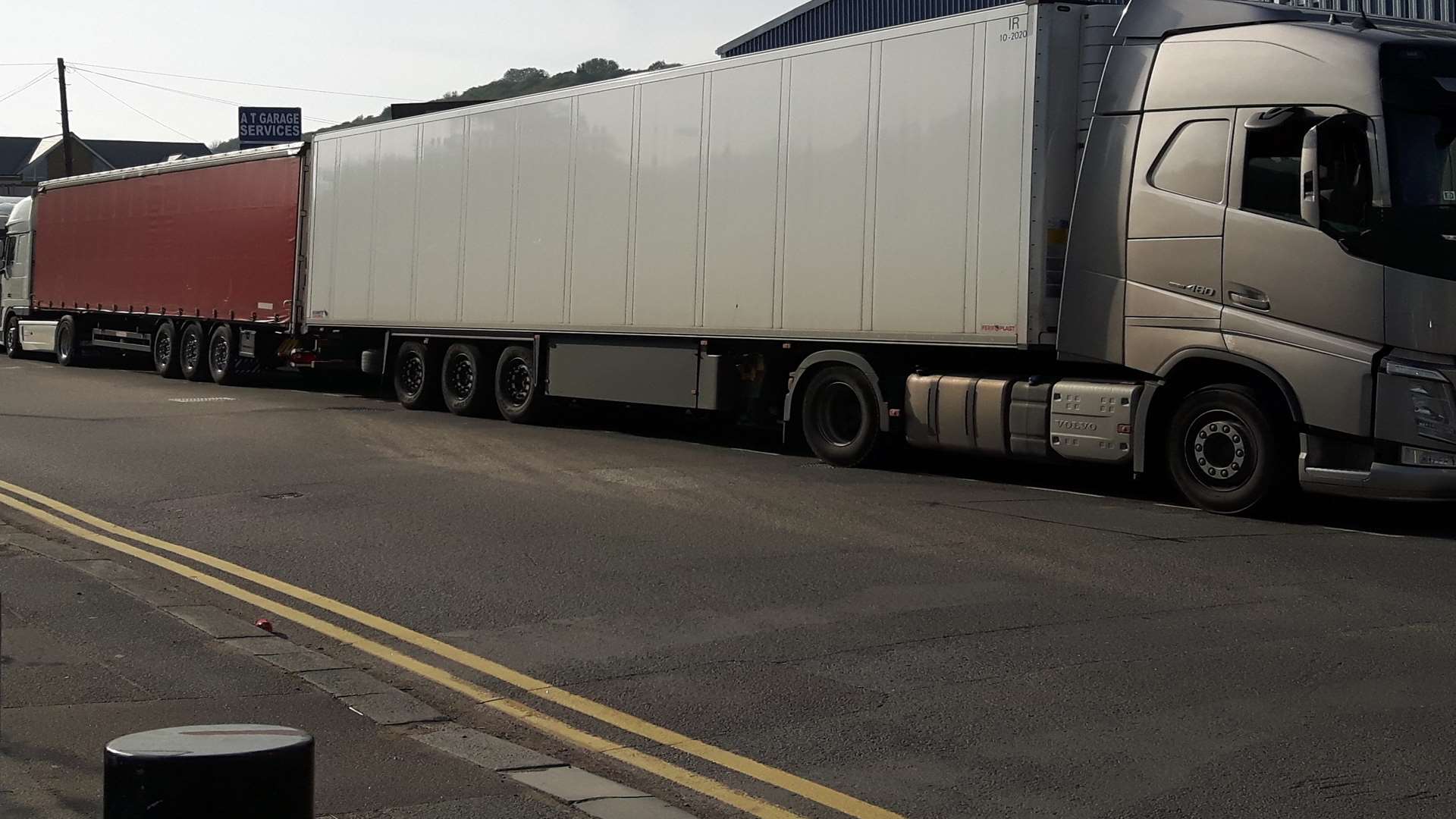 General scene of lorry parking in St Radigund's