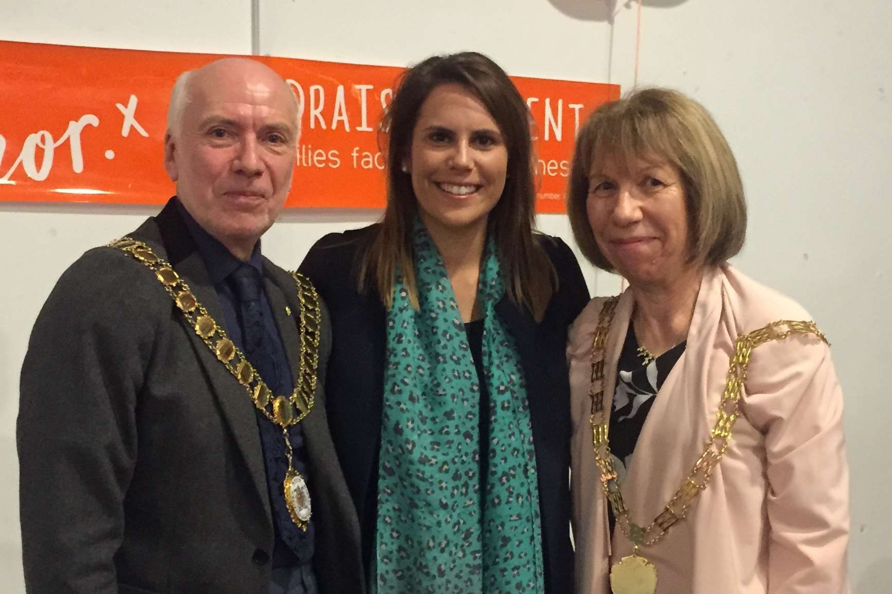 Sophie Warren, with the Mayor and Mayoress of Dartford, Ian and Lynne Armitt