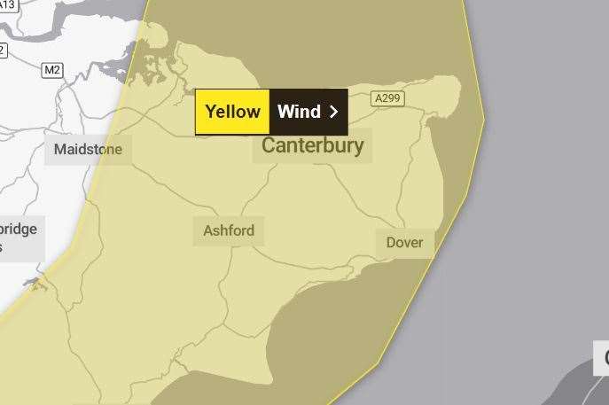 Strong winds are expected in Kent tomorrow. Picture: Met Office