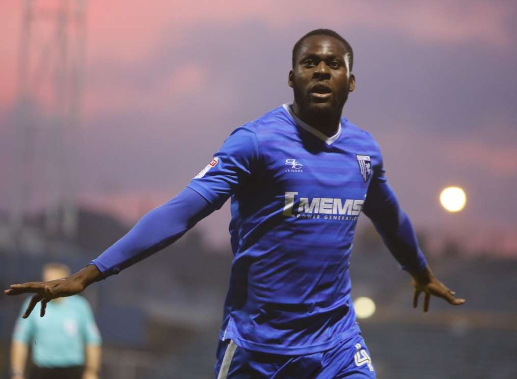 Frank Nouble celebrates scoring for the Gills Picture: Andy Jones