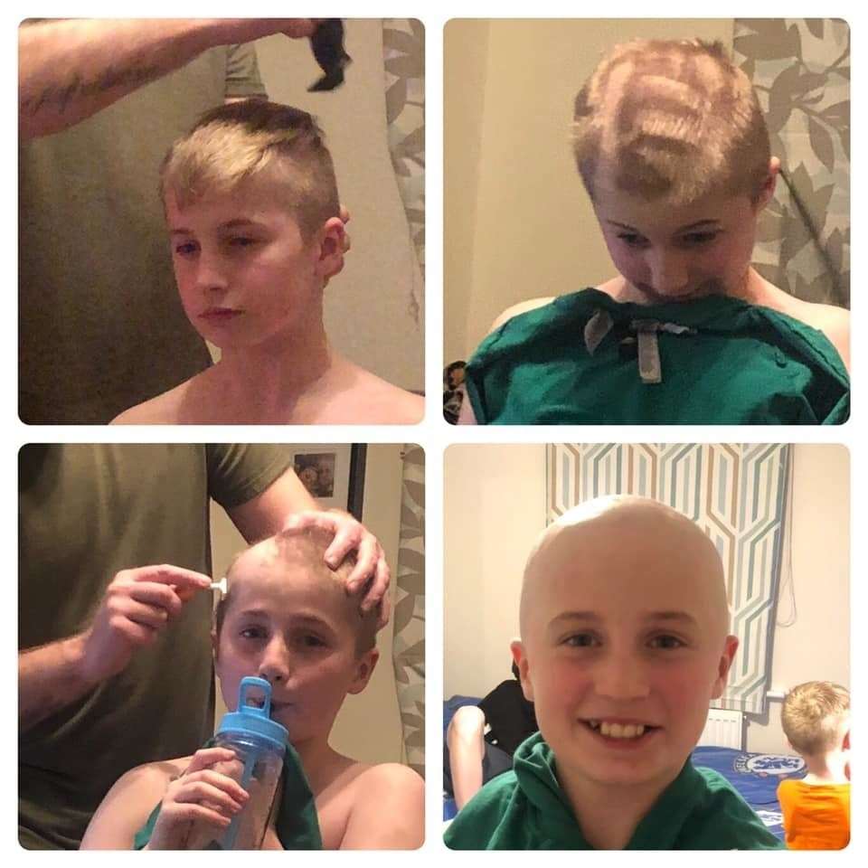 Not everything went to plan when Fin, 11, from Herne Bay had his head shaved