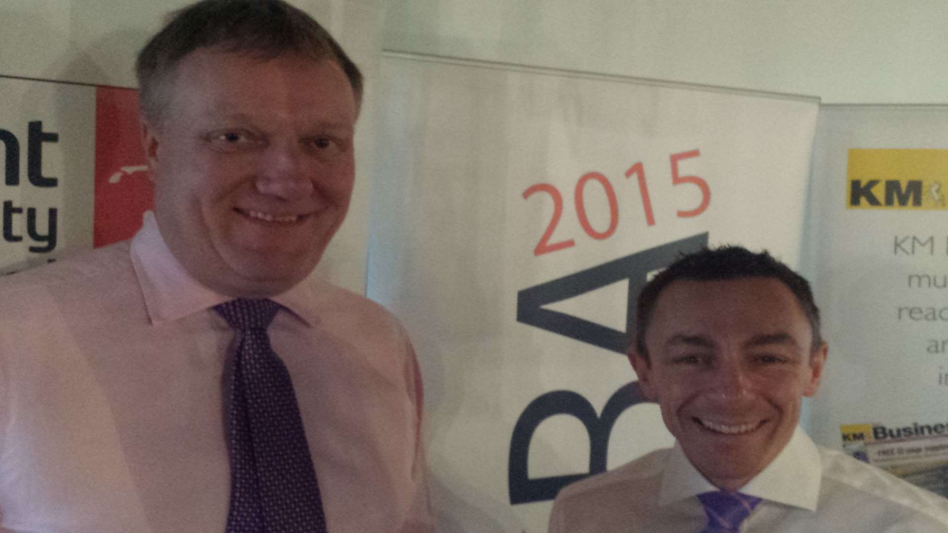 Aon directors Nick Rolfe, left, and Chris Naylor at the IOD KEiBA breakfast at Aylesford Priory
