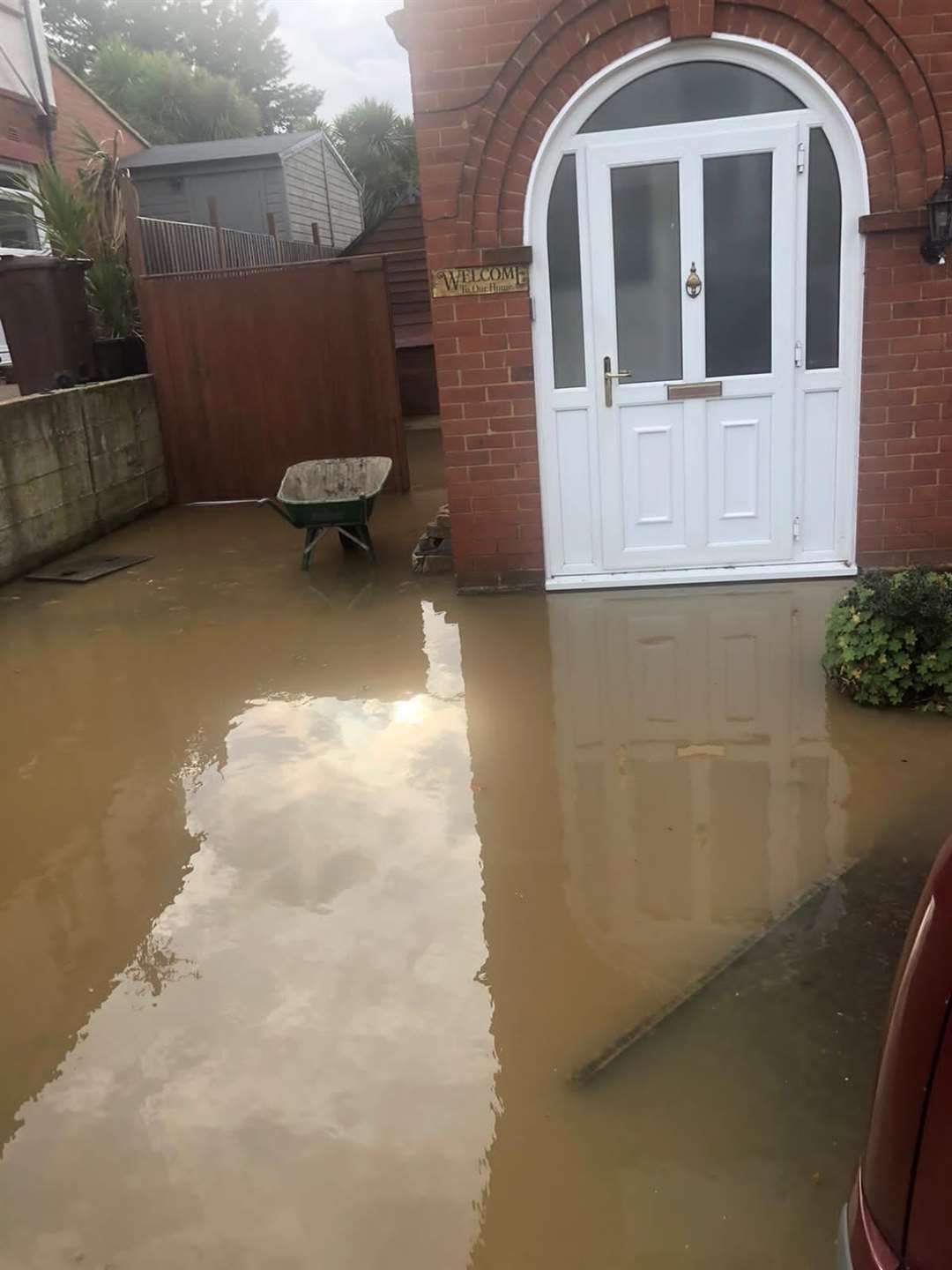 Front gardens in Sittingboure were flooded after a blocked drain on Saturday, November, 14