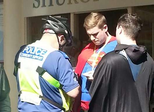 Caped crusaders stopped by PCSO on bike
