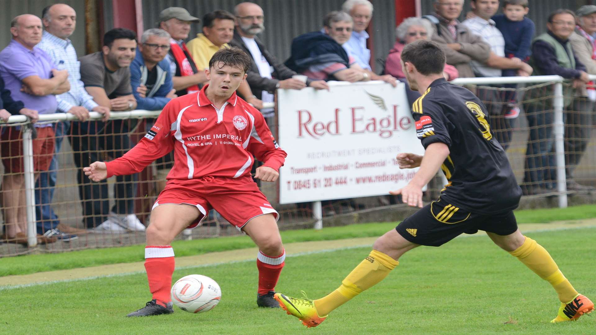 Sittingbourne's new signing Dave Pilcher in action for Hythe. Picture: Gary Browne