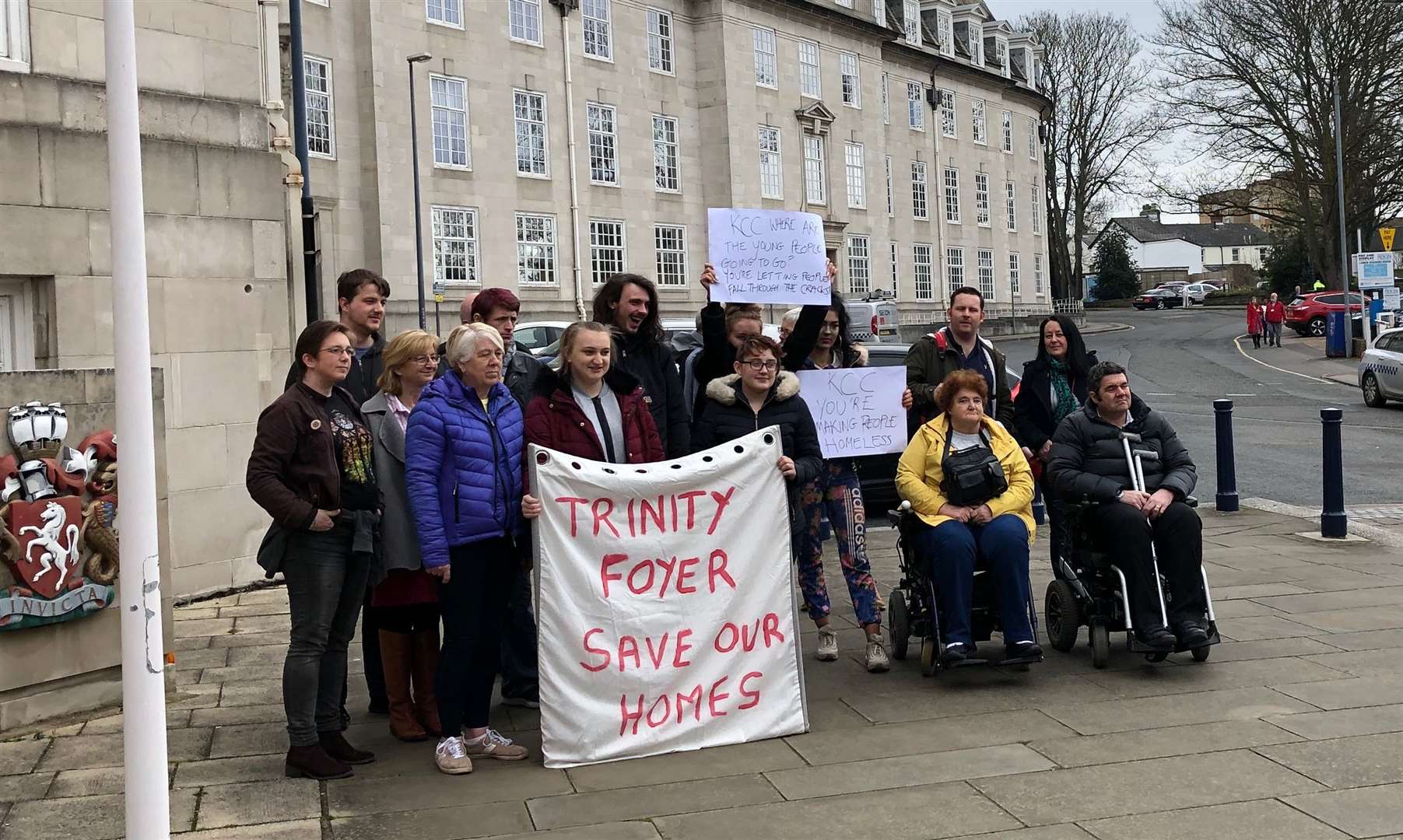A protest against changes to accommodation services has taken place outside County Hall in Maidstone (7978328)