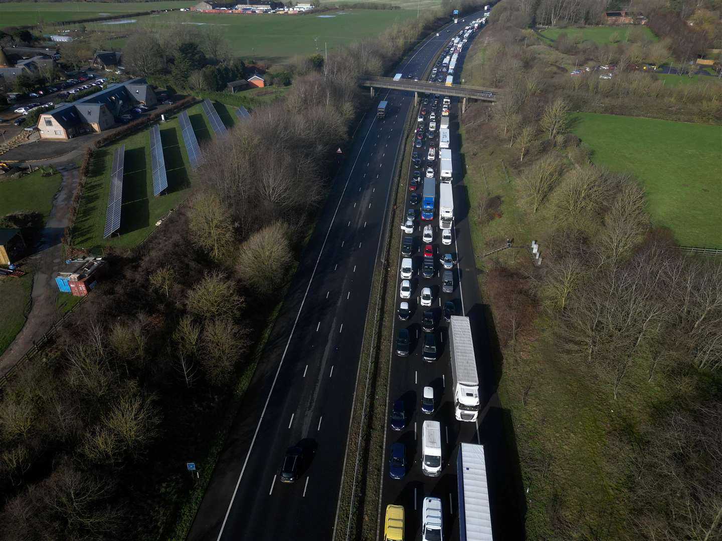 Police closed the coastbound carriageway of the M20, near Ashford, for six hours. Picture: Barry Goodwin