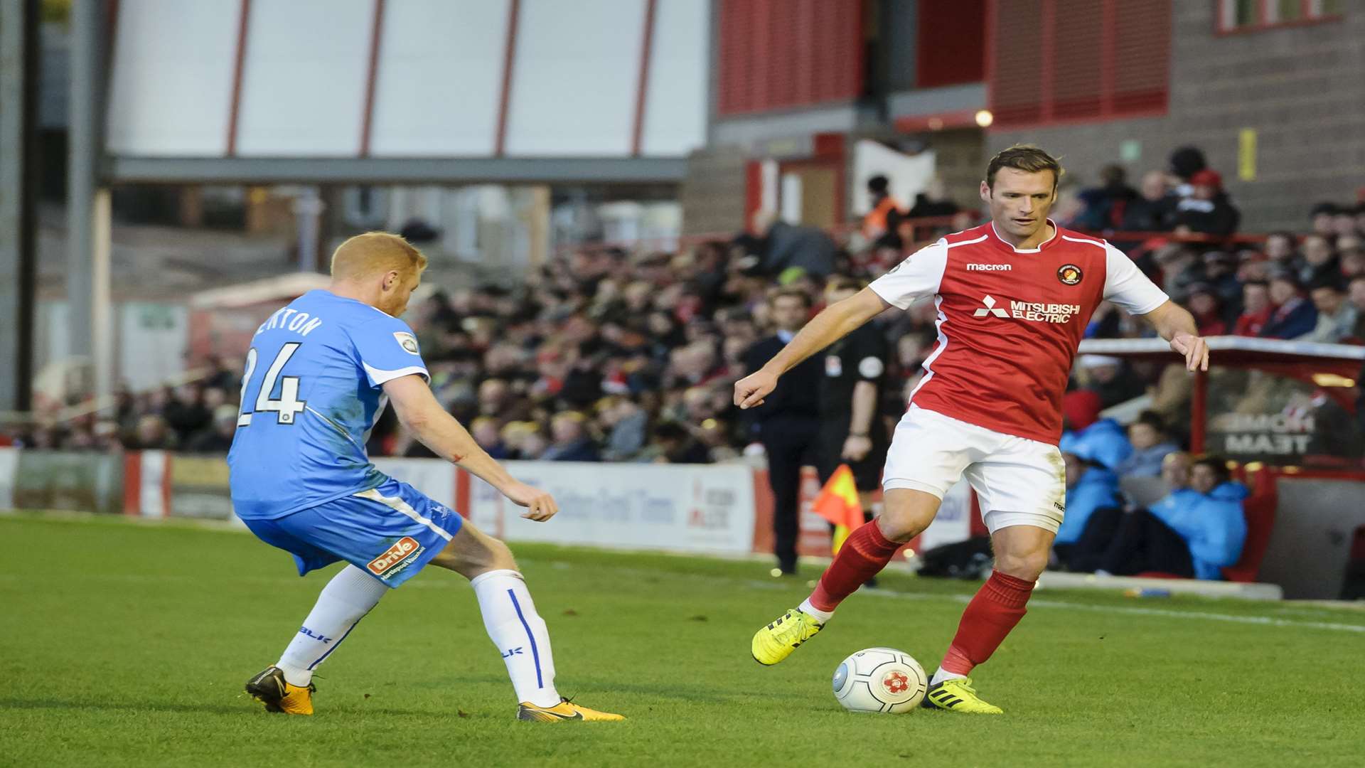 Andy Drury plays the ball forward against Hartlepool Picture: Andy Payton