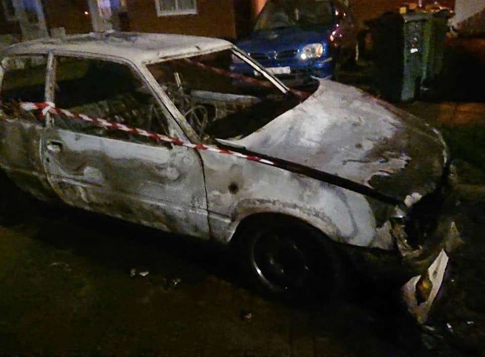 The Peugeot 205 was wrecked by the fire that engulfed the vehicle last Friday