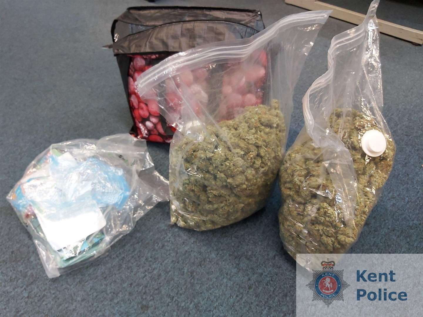 Around two kilos of cannabis were seized during a home search in Ashford. Picture: Kent Police