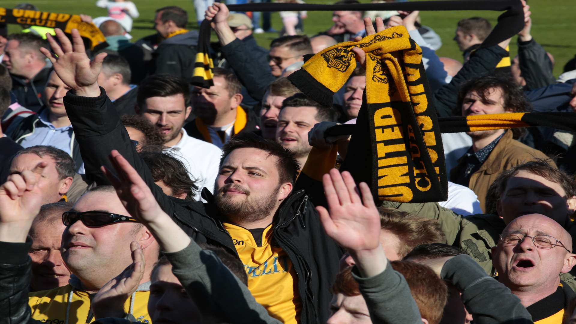 Maidstone United fans celebrate at Champion Hill Picture: Martin Apps