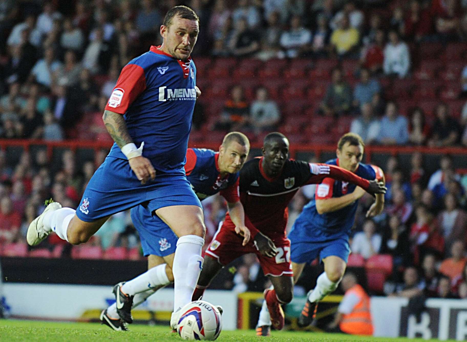 Danny Kedwell fires home from the spot against Bristol City in 2012. Picture: Barry Goodwin