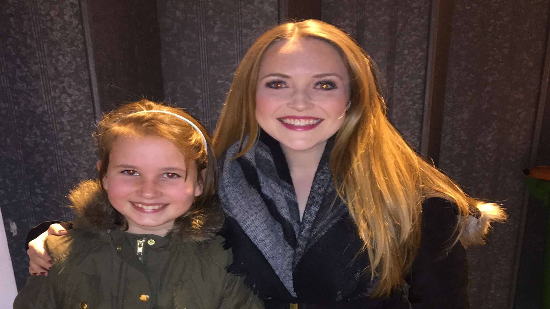 Ruby Burnham with Carol Heffernan after the pantomime Sleeping Beauty at the Central Theatre