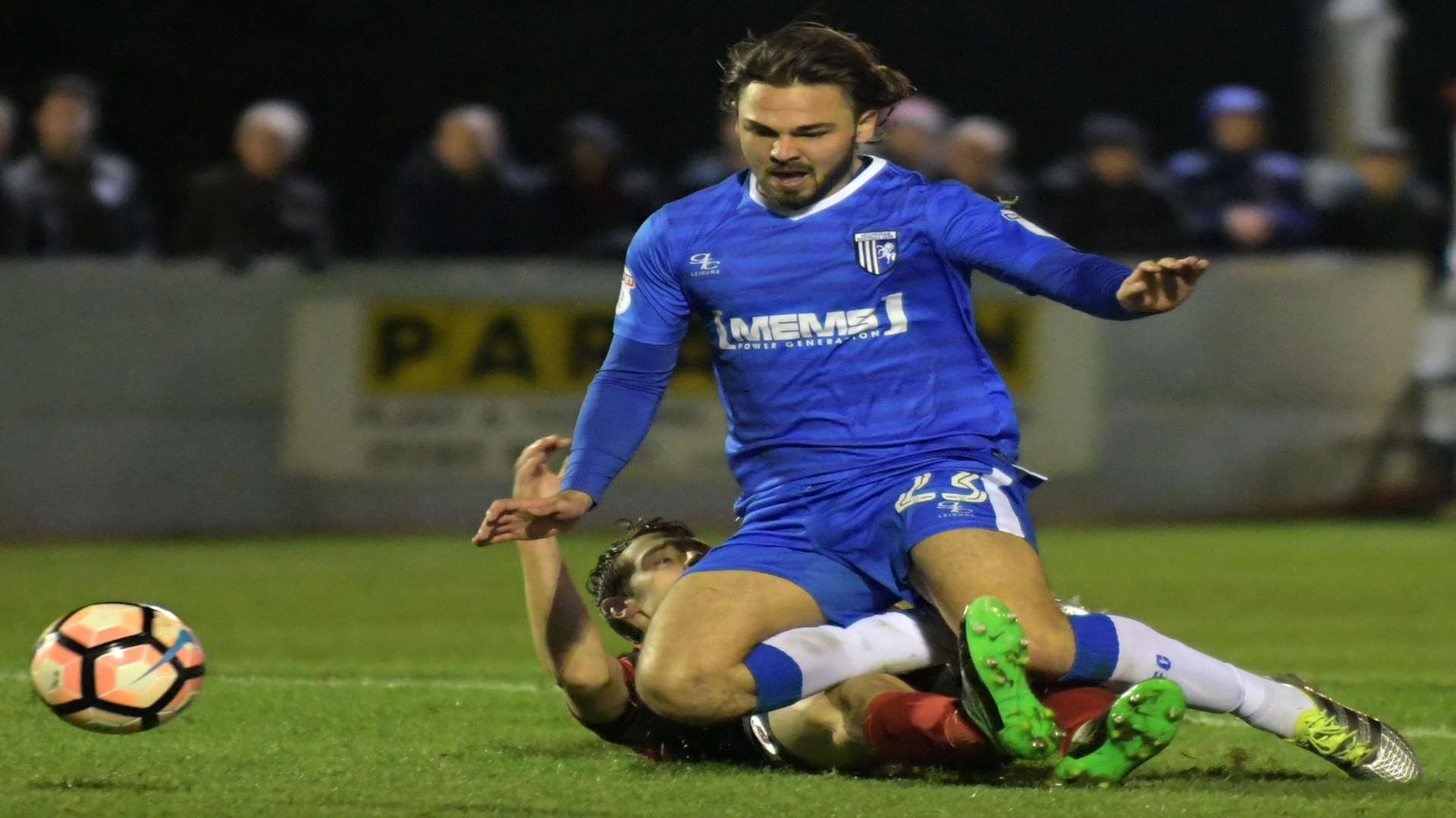 Gillingham are denied a penalty when Bradley Dack went down in the Brackley penalty area Picture: Barry Goodwin