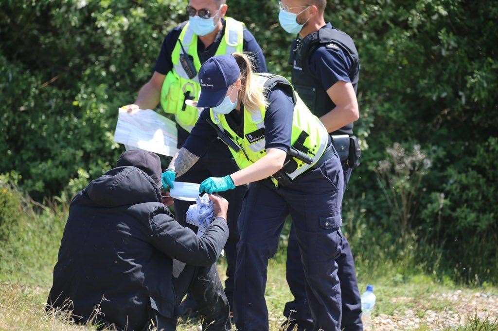 Border Force officials dealt with a migrant incident at Dungeness today. Picture: Susan Pilcher