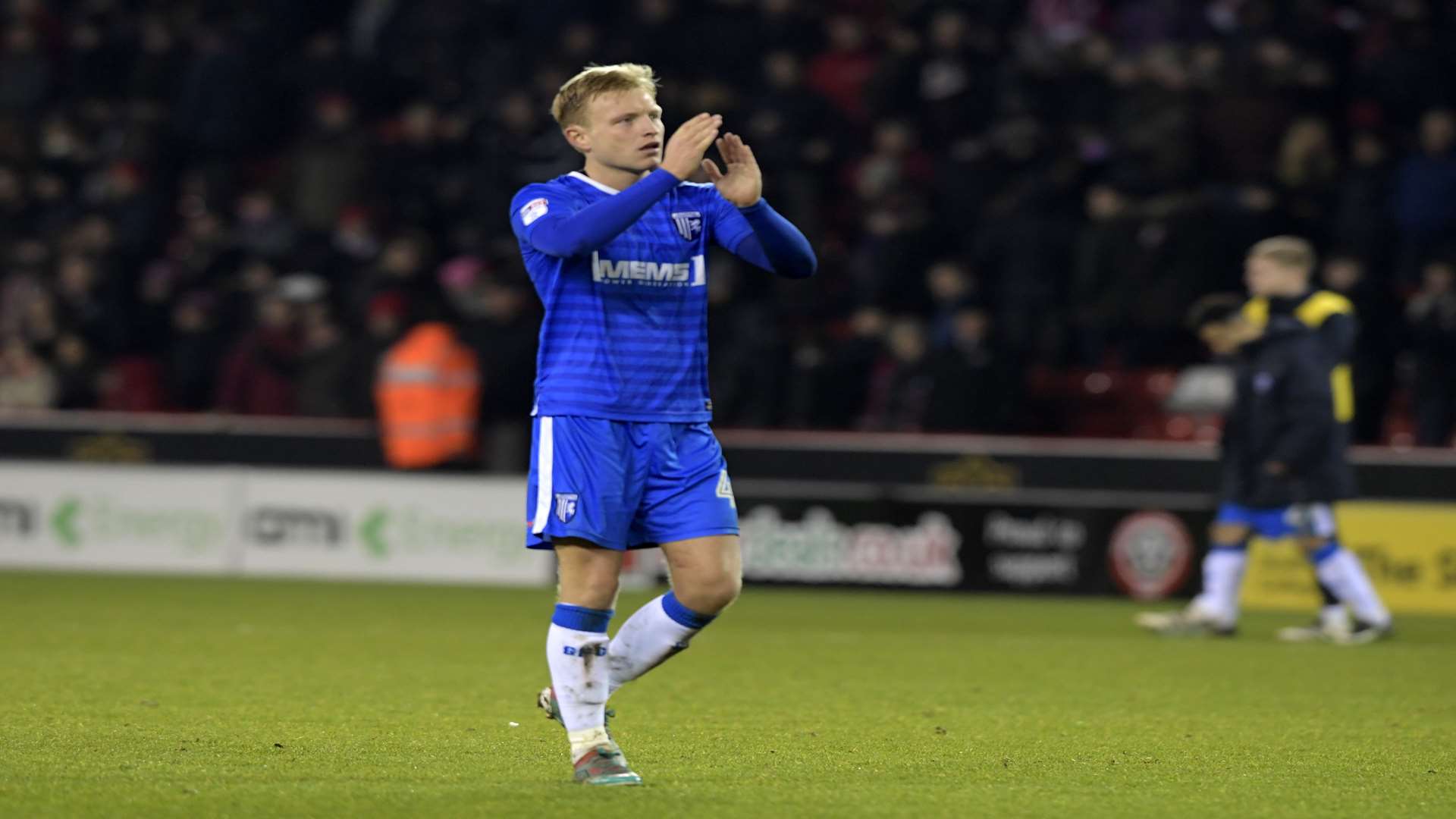 Two-goal hero Josh Wright thanks the travelling fans Picture: Barry Goodwin