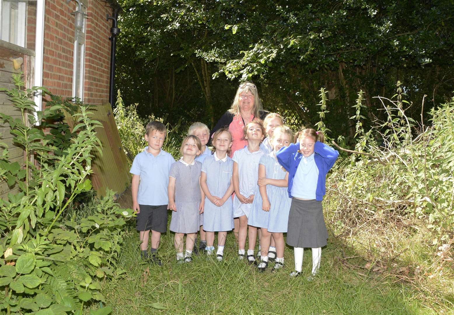 Wickhambreaux primary school head teacher Ann Campling with Year R pupils