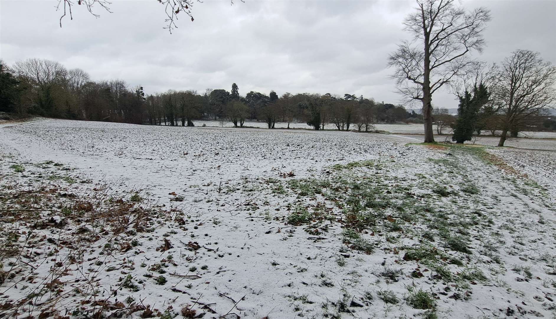 Snow in fields near West Malling