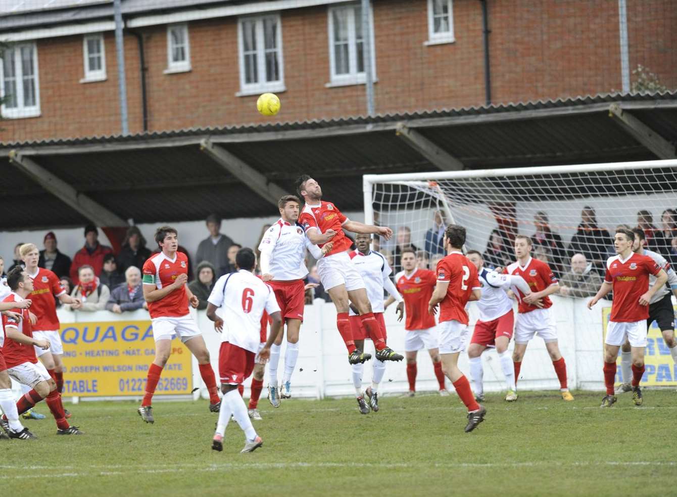 Whitstable (red) take on Ebbsfleet in the second round of last season's FA Trophy Picture: Tony Flashman