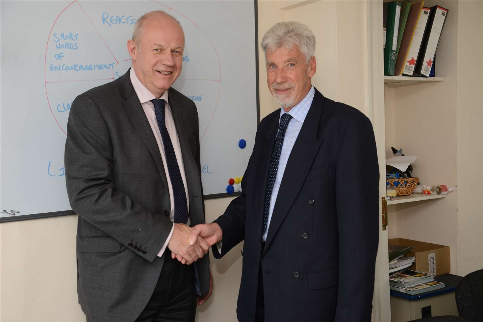 MP Damian Green with Ray Hulme who is doing a parachute jump in aid of the Big Boys Do Cry campaign