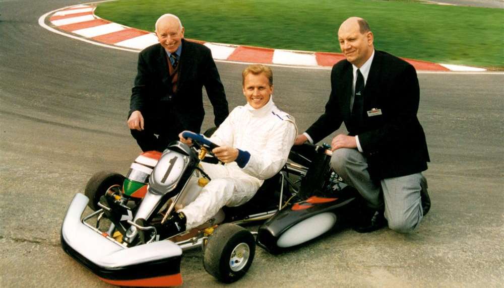 John Surtees OBE with former British champion Johnny Herbert and Bill Sisley