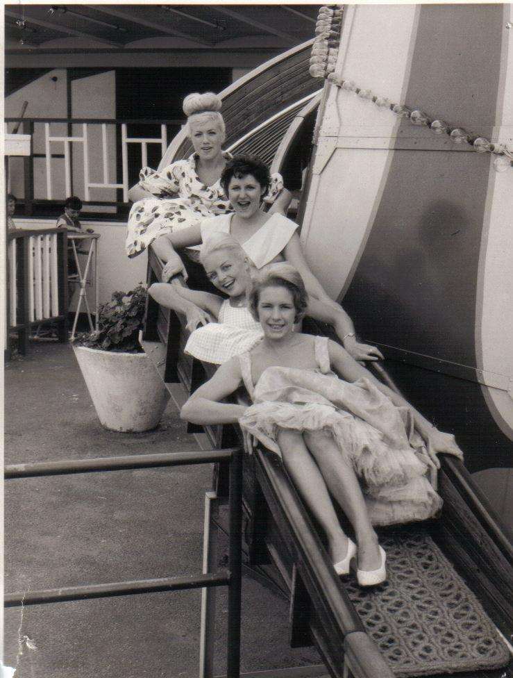 Ladies on the helter skelter at Dreamland in 1961