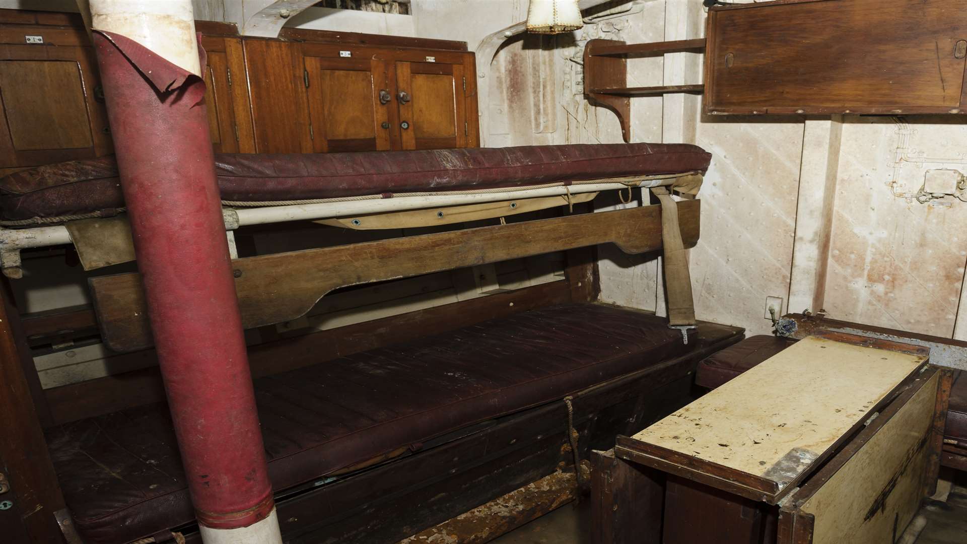 The officers quarters, including original woodwork and bunks