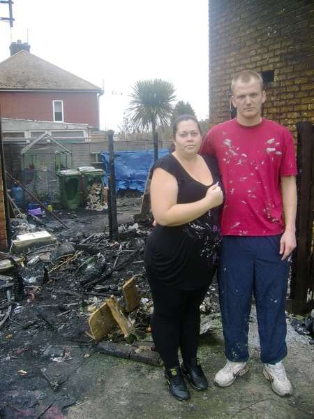 Serena Morphey, 30, her partner Douglas Gould, 33 after their fire at Queenborough