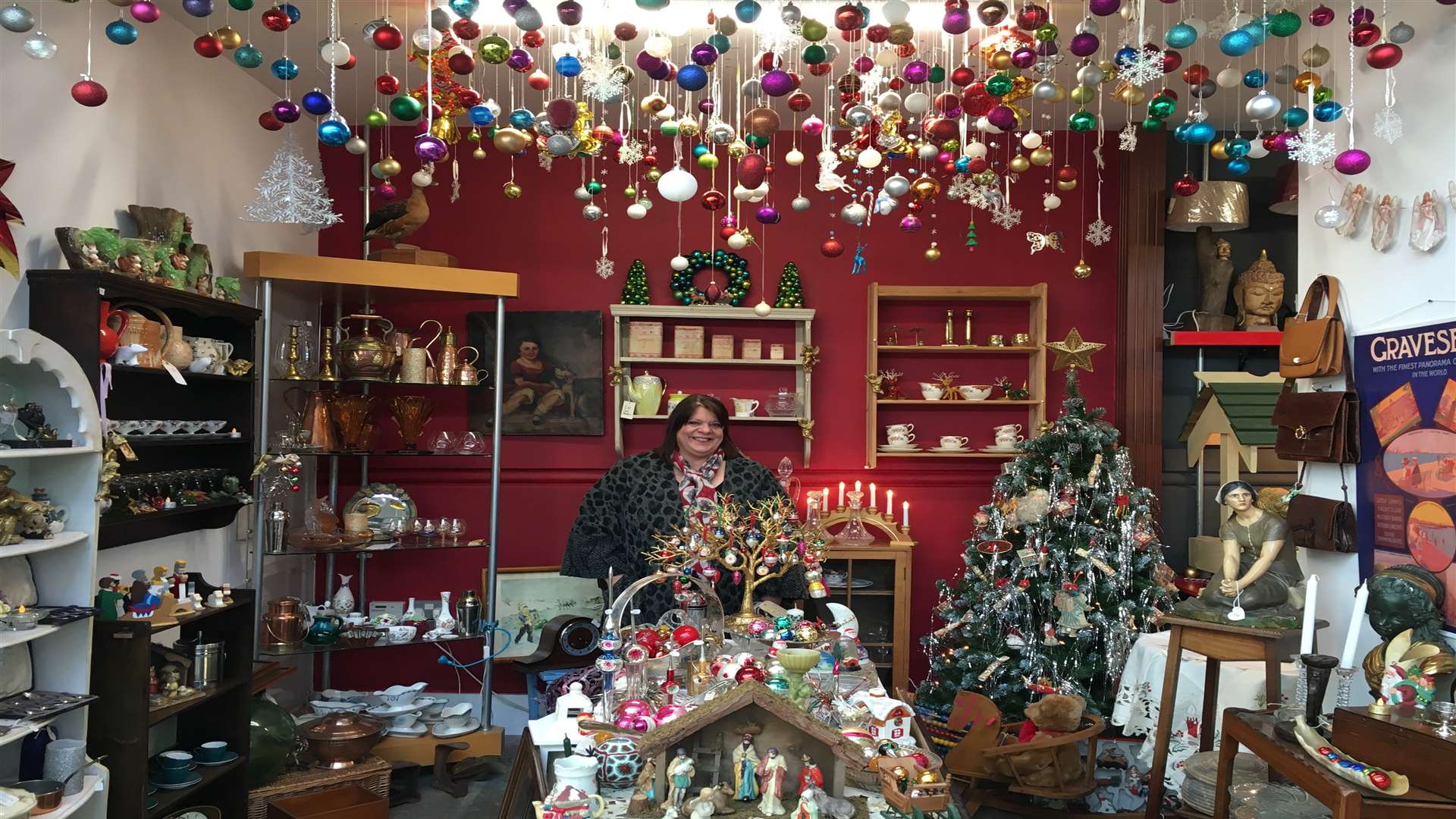 Kate Howard, owner of Aunties Treasures, with her festive stall