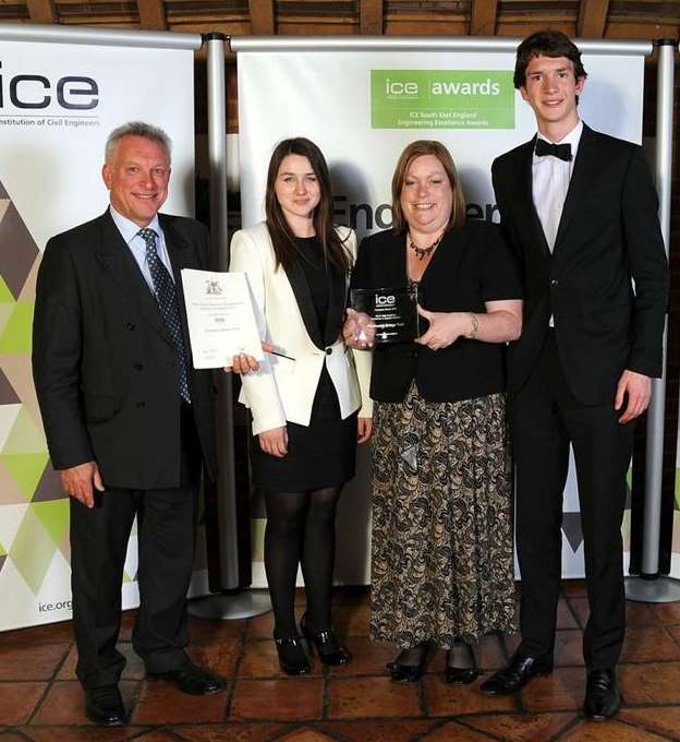 The Rochester Bridge Trust team receive the Steve Tebb Outreach Award at Leeds Castle