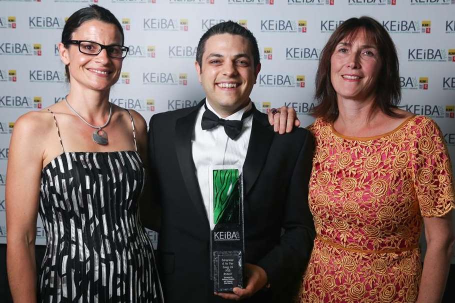 Entrepreneur of the Year, Rob Knight of Ecoegg, with judges Emma Roberts of Creaseys and Sharon Black of the IoD