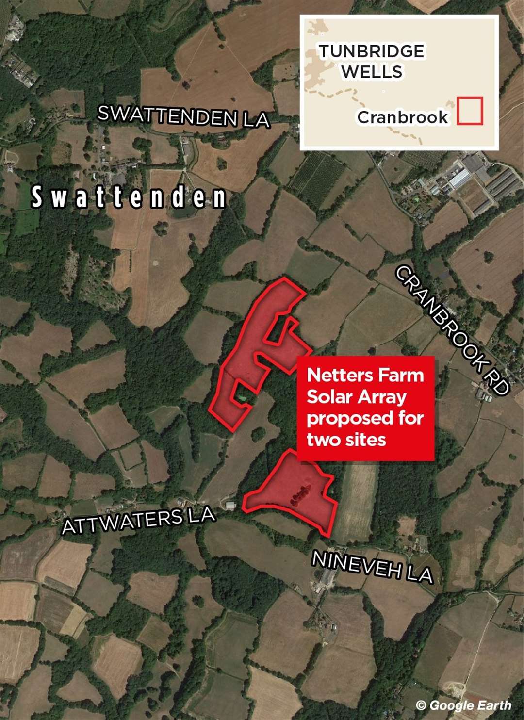 The site of the proposed solar farm, which straddles Cranbrook and Benenden