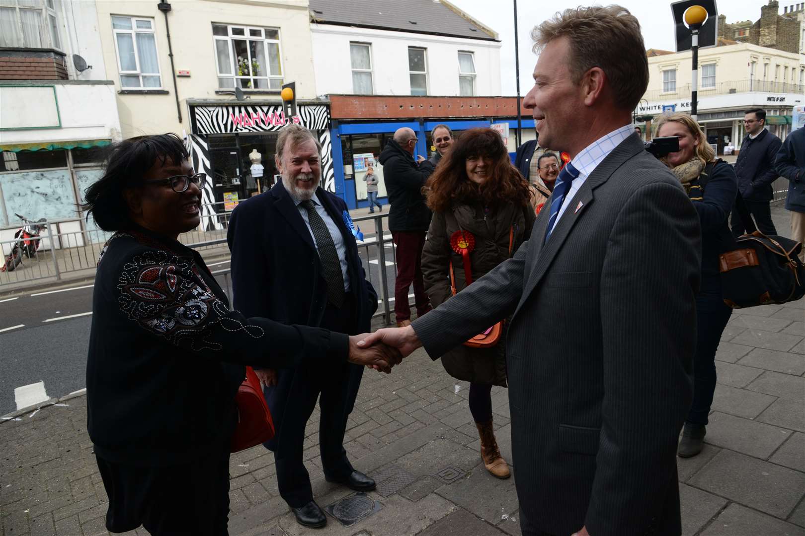 Conservative Craig Mackinlay meets Diane Abbott. Picture: Gary Browne.