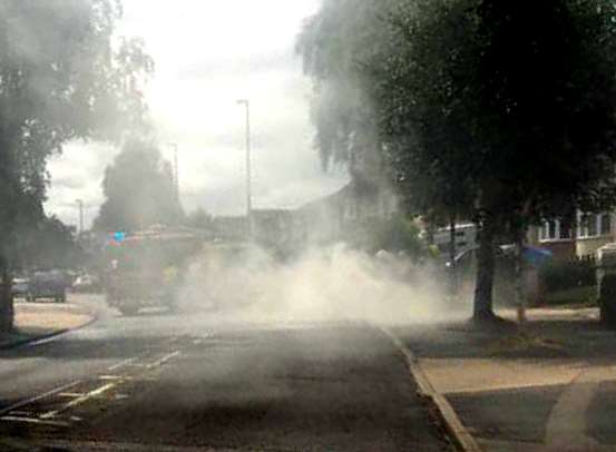Smoke from the burning car. Picture: Lauren Stapley