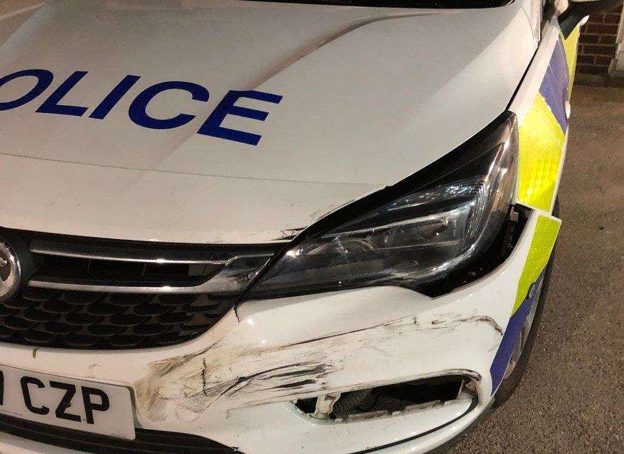 A police car was rammed. Picture: Kent Police