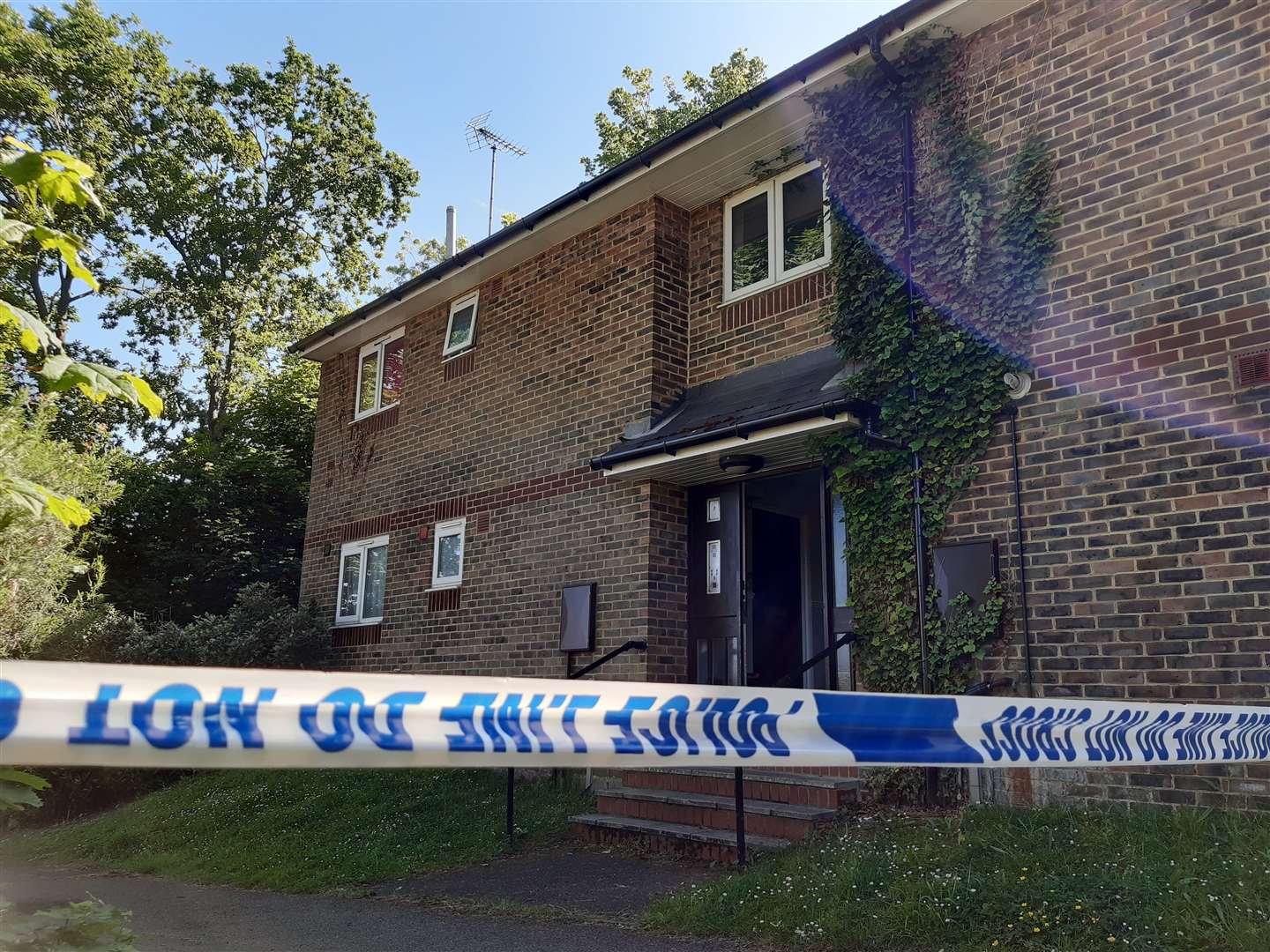 Police are focusing their work on a ground floor flat in Grampion Close