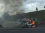 Car on fire on the M20. Pic: Jenny Cosgrove