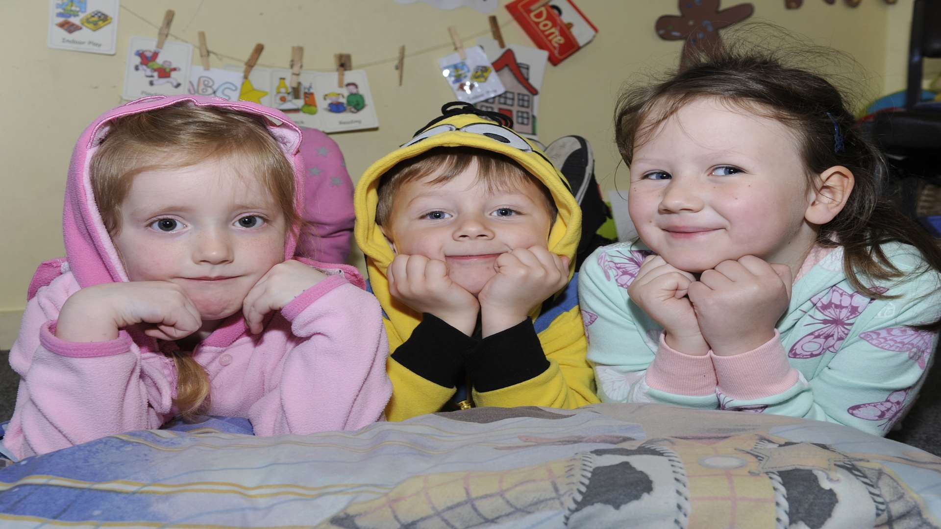 Ruby Roberts aged four, Oliver Anderson and Harriett Fletcher both aged five