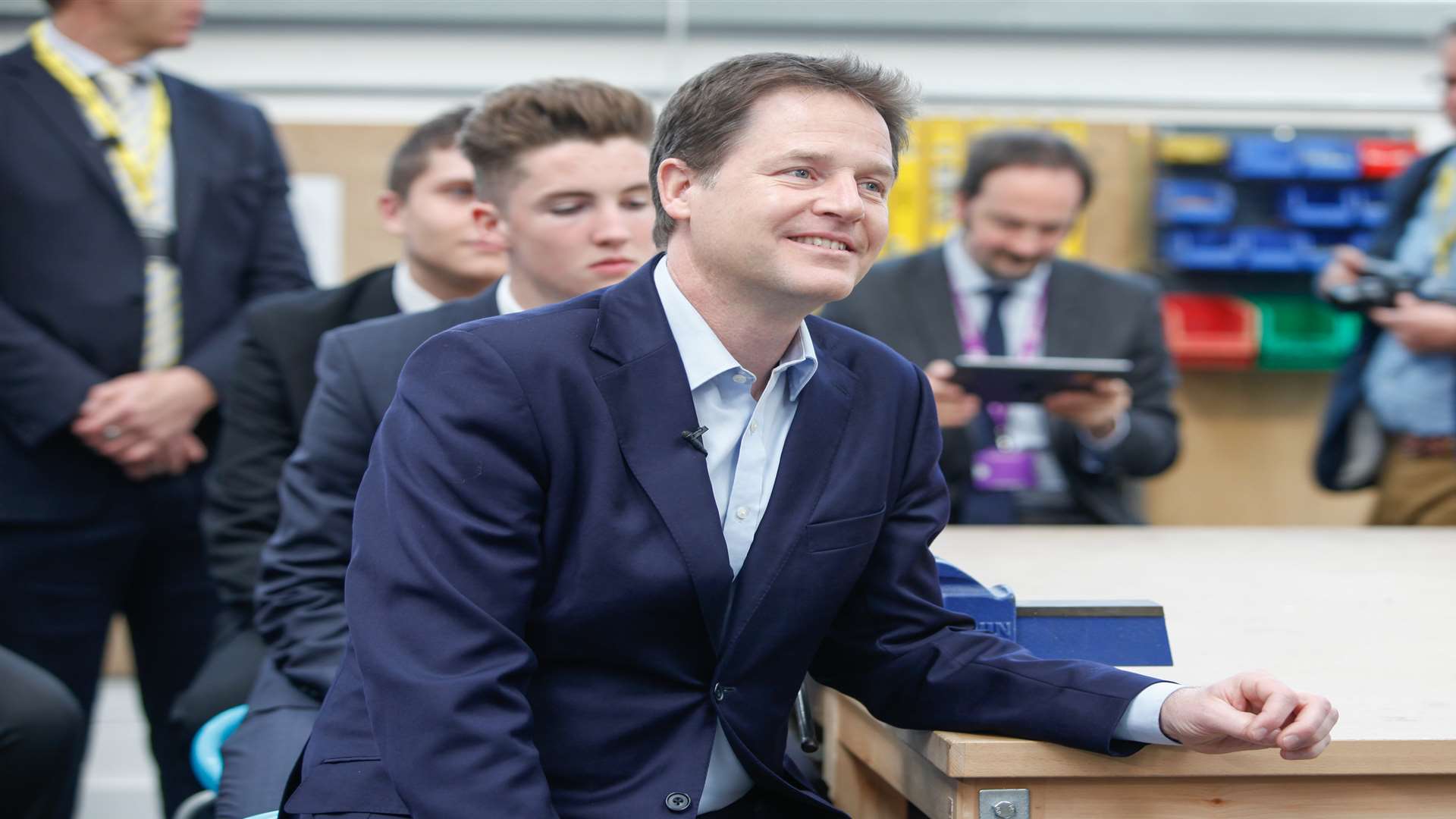 Liberal Democrat Leader Nick Clegg visits Mid Kent College, Tonbridge Road, Maidstone