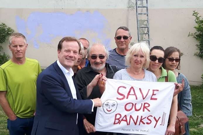Charlie Elphicke, MP, at the launch of his Save Our Banksy campaign in June