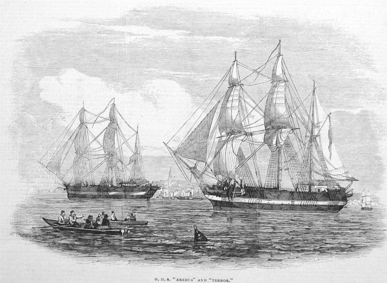 The Terror and the Erebus were used for 129 men to chart the Northwest Passage