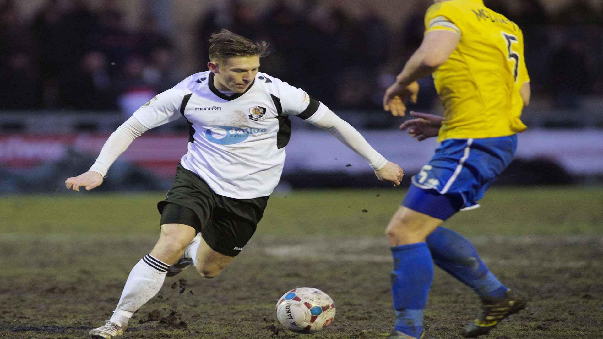 Andy Pugh on the ball for Dartford against Bristol Rovers Picture: Andy Payton