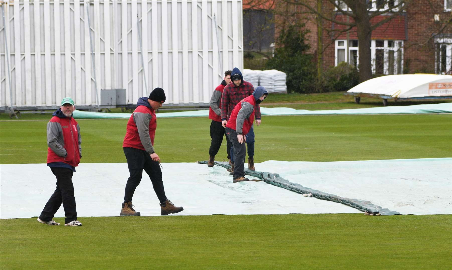 Snow and sleet forced the early cancellation of play on day two of Kent's friendly with Lancashire. Picture: Barry Goodwin