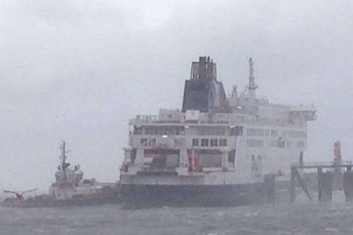 The P&O ship run aground in Calais in December. Picture courtesy of Dean Carguillo