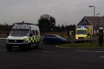 A policeman was injured in a collision near the Minster roundabout