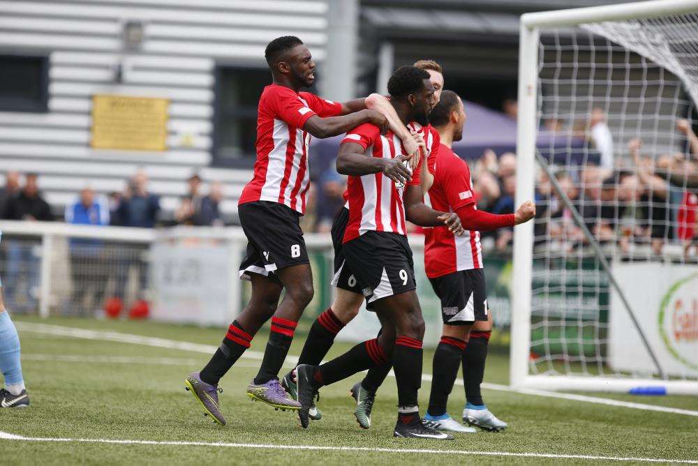 Omari Hibbert (9) celebrates scoring from the penalty spot Picture: Andy Jones