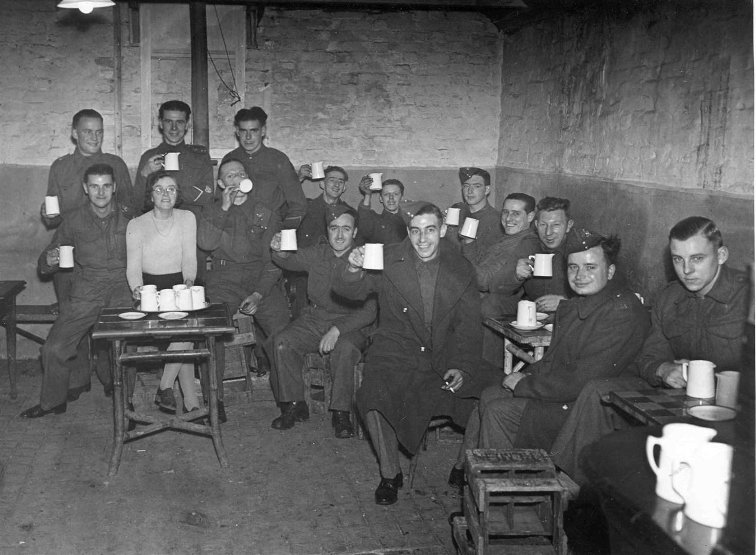 This picture was taken at one Christmas during the Second World War at The Valiant Sailor in Capel, near Folkestone, which was always open in defiance of Nazi shells