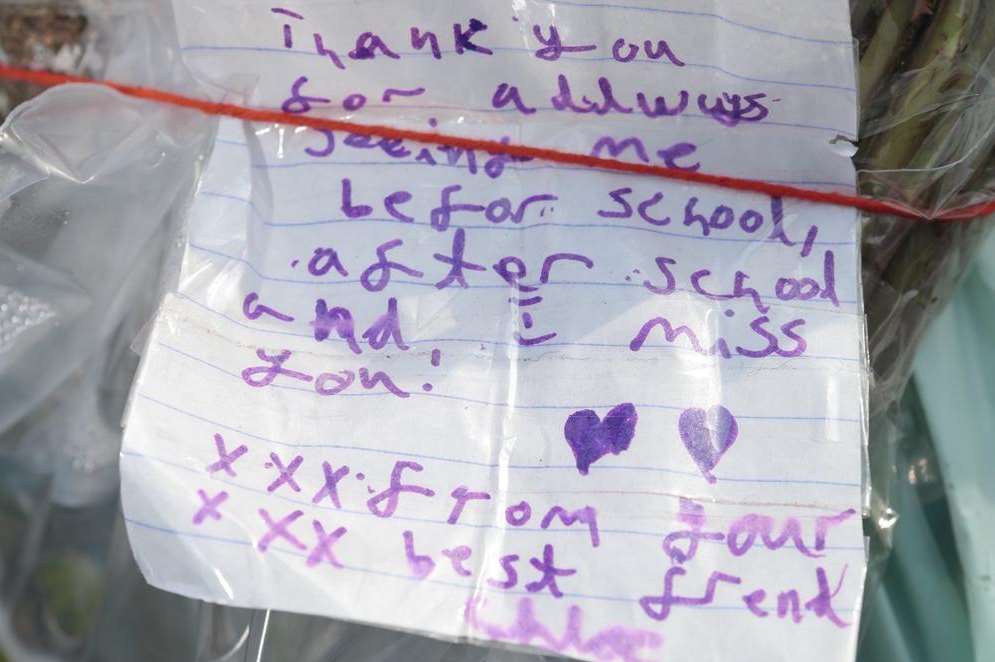 A tribute left to Harry by a child