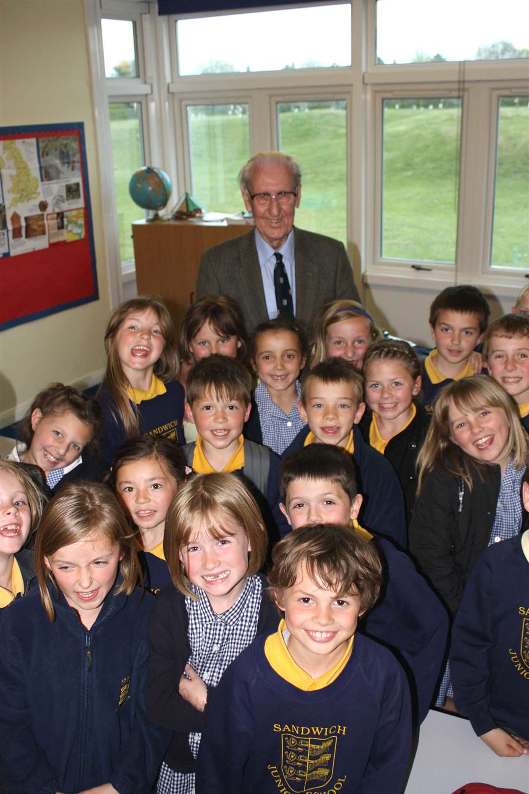 Mr Chesterfield with pupils at Sandwich Junior School
