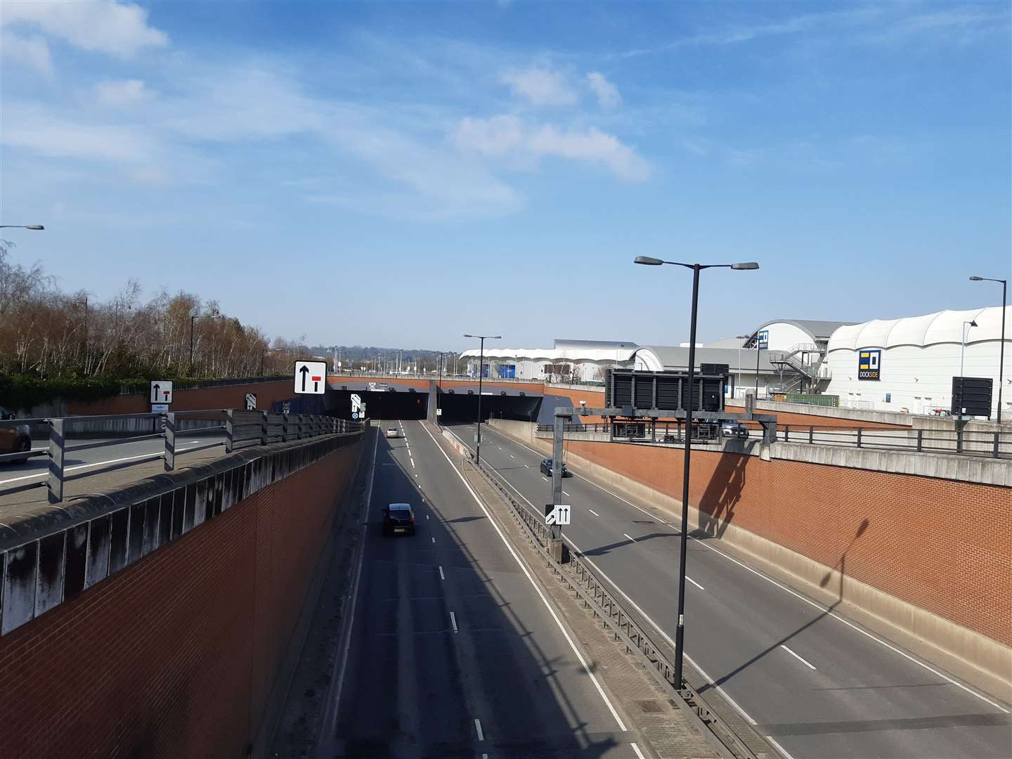 The westbound lane of the Medway Tunnel was closed this afternoon